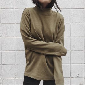 JCREW MENS OLIVE MOCK TURTLENECK SWEATER